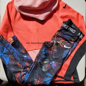 Nike Girls XL Hoodie Sweatshirt w/ dri-fit leggings Black Orange Winter NEW